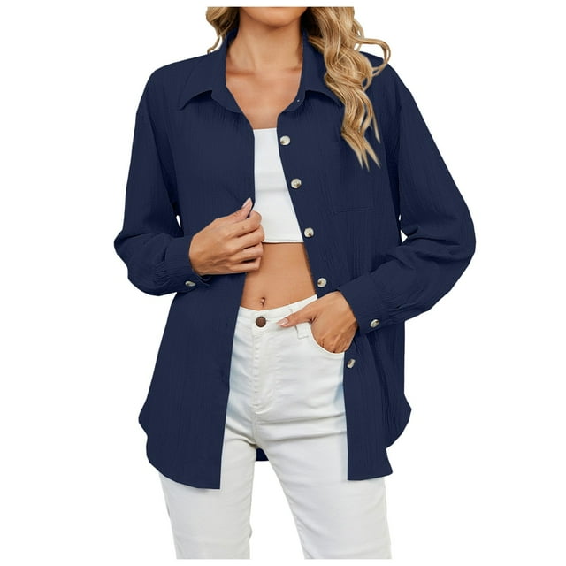 WEAIXIMIUNG T-Shirts Graphiques Amusants pour Femmes 2024 Mode Chemise à Boutons Manches Longues Blouses Décontractées Col Rabattu Blouse Tops