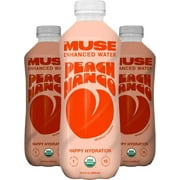 MyMuse Organic Enhanced Flavored Water, Peach Mango, 16.9oz Bottle (12 Pack), Zero Sugar Added, With Zinc, Vitamin A, C & E, Elderberry, Immunity Support, Low Calories, Healthy, Organic, Keto Friendly