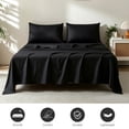thumbnail image 4 of Jessy Home Bed Sheets Set 4 Piece Twin Sheet Set Black Cotton Blend Fitted Sheet, Flat Sheet & 2 Pillowcases Bedding Set, 4 of 11