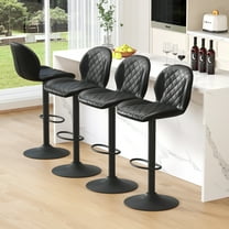 FIRAVOE Adjustable Swivel Counter Height Bar Stools with Back for Kitchen Island, Black, Set of 4