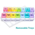 thumbnail image 5 of AM PM Weekly 7 Day Pill Organizer, Large Daily Pill Cases Pill Box with Easy Push Button Design for Pills/Vitamin/Fish Oil/Supplements (Rainbow), 5 of 9