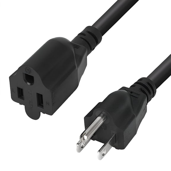 XUBIYM 5 Ft Extension Cord Black 16 Awg 3 Prong,Flexible Long Wires Perfect for Home Or Office Use,Indoor/Outdoor