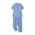 thumbnail image 5 of Cekizud 2 Piece Sets for Women Linen Blend Short Sleeve Tunic Top and Wide Leg Pants Casual Outfits Sets,Sizes S-3XL, 5 of 5