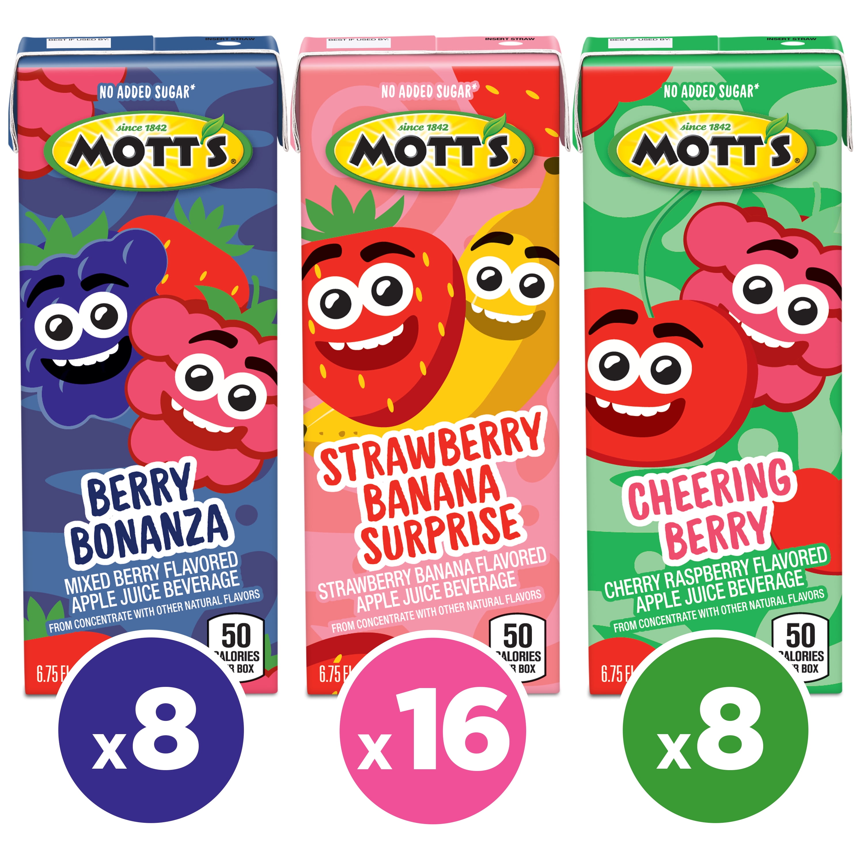 Mott’s Lunchbox Favorites Juice Drink Variety Pack, 6.75 fl oz, 32 Count Boxes