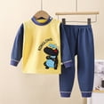 thumbnail image 2 of TOWED22 Toddler Kid Boy Fall Winter Clothes 2pcs Cotton Graphic Long Sleeve Sweatshirt Tops Casual Joggers Pants Outfits Casual Clothing(Dark Blue,3-6 M), 2 of 4