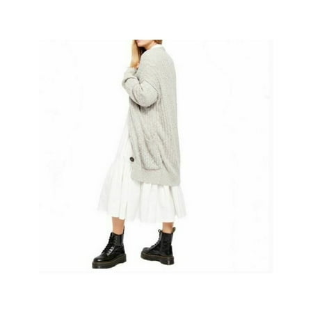 FREE PEOPLE Womens White Pocketed Long Sleeve With buttons Sweater Size: XS