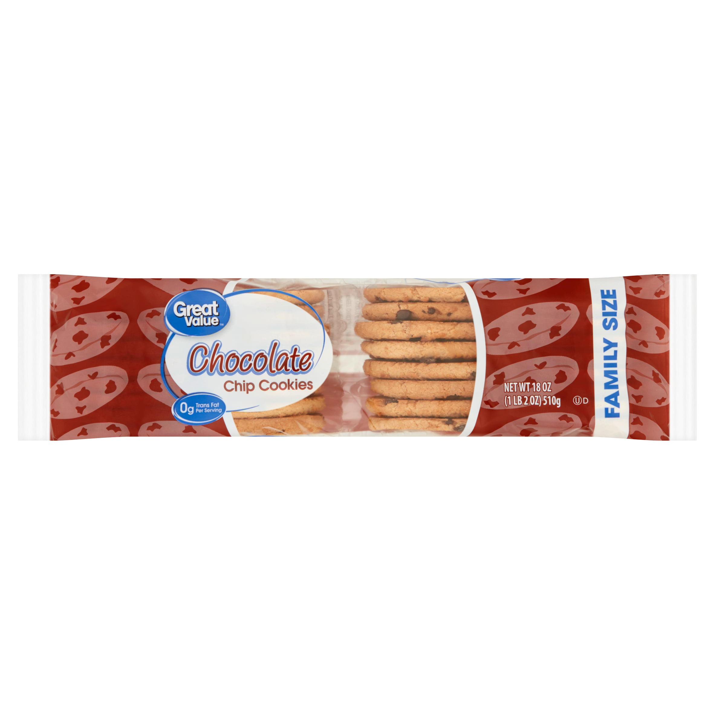 Great Value Chocolate Chip Cookies Family Size, 18 oz