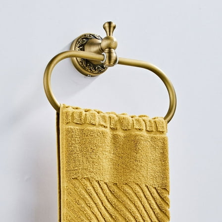 Pretyzoom Vintage Style Golden Towel Ring Wall Mount for Bathroom and Kitchen