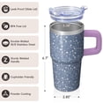 thumbnail image 3 of Leak-Proof 20oz Stainless Steel Travel Cup with Handle and Straw, Geometric Design Double Wall Insulated Coffee Tumbler, 3 of 5