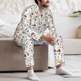 thumbnail image 7 of Salouo Geometric Retro Print Button-Front Long Sleeve Pajama Set for Men, Soft 2Pjs Men's Long Sleeve Sleepwear-Large, 7 of 7