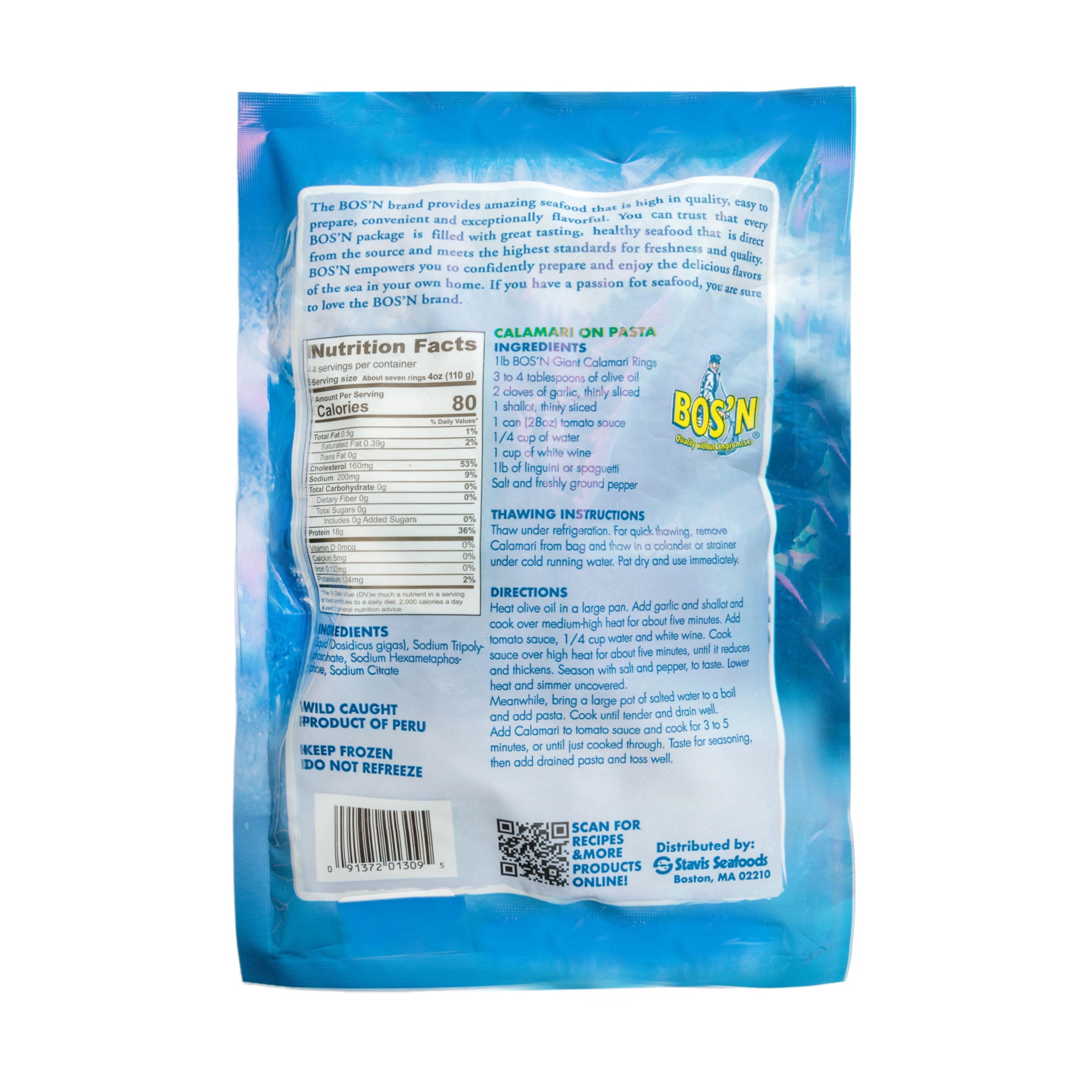 Bos'n Frozen Seafood Raw Calamari Rings, 1 lb in Nepal at NPR 2813