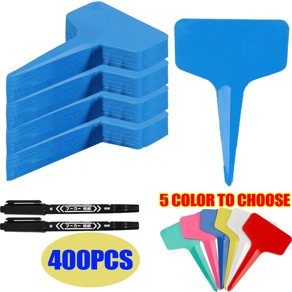 400 Pcs 4 inch TType Plant Labels with Marking Pen Plastic Plant Tags