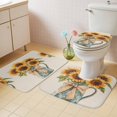 thumbnail image 4 of Summer Sunflowrs Bathroom Rugs Set Vintage Garden Floral Yellow Plants Non Slip Absorbent Soft Bath Mats 3 Piece Set with Bathroom Rug, U-Shaped Floor Mat, Toilet Seat Cover Large Size, 4 of 9