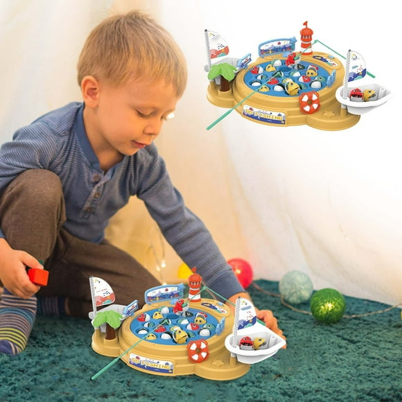 EGNMCR Fishing Game Set -55 Magnetic Fish A Colorful Toy Game For Family And Children's Backyard Suitable For Children Aged 3 And Young Children The Electric