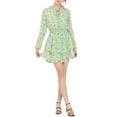 thumbnail image 3 of INSPIRE CHIC Women's Floral Printed Smocked Waist V Neck Long Sleeve Chiffon Dresses L Green, 3 of 7
