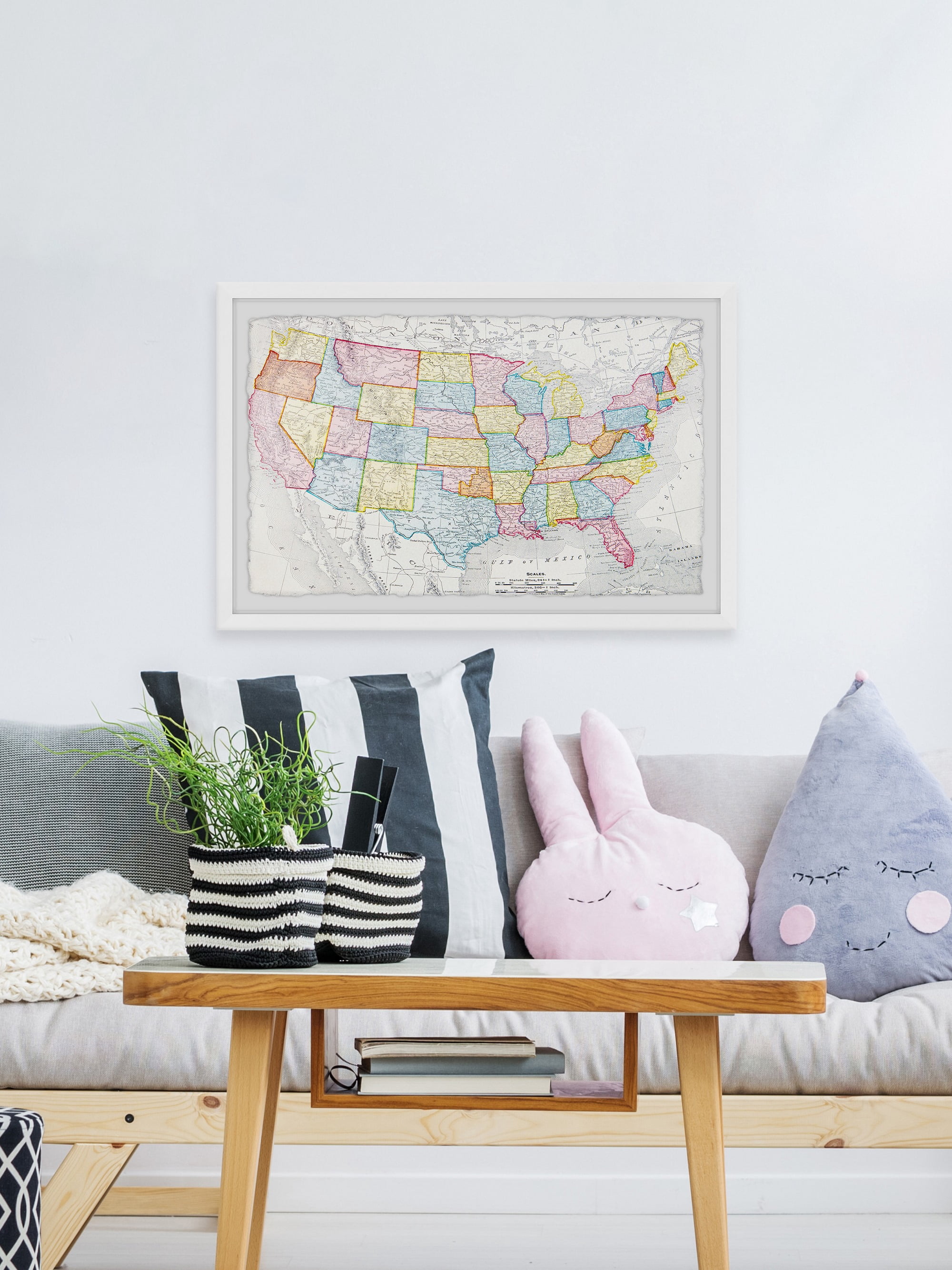 Marmont Hill A Colorful Map Framed Wall Art, 12" x 18"