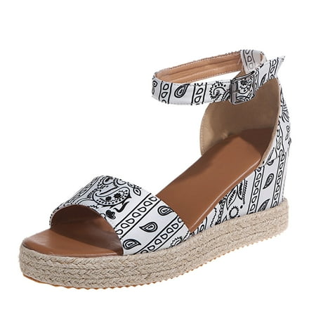 

Women s Buckle Ankle Strap Espadrilles Wedge Sandals Open Toe