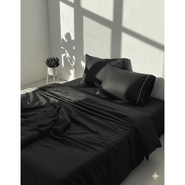 Juego de Sábanas King Size 2800 Hilos Extra Suave Premium Textura Rayada Soft Nature