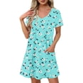 thumbnail image 2 of Summer Dresses for Women 2024 Women's Fashion Summer Print Short-sleeved V-neck Casual Dress Light Blue M, 2 of 8