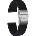 thumbnail image 1 of Correa de reloj de goma unisex yuxing con cierre plegable de acero inoxidable 24 mm negro, 1 of 1