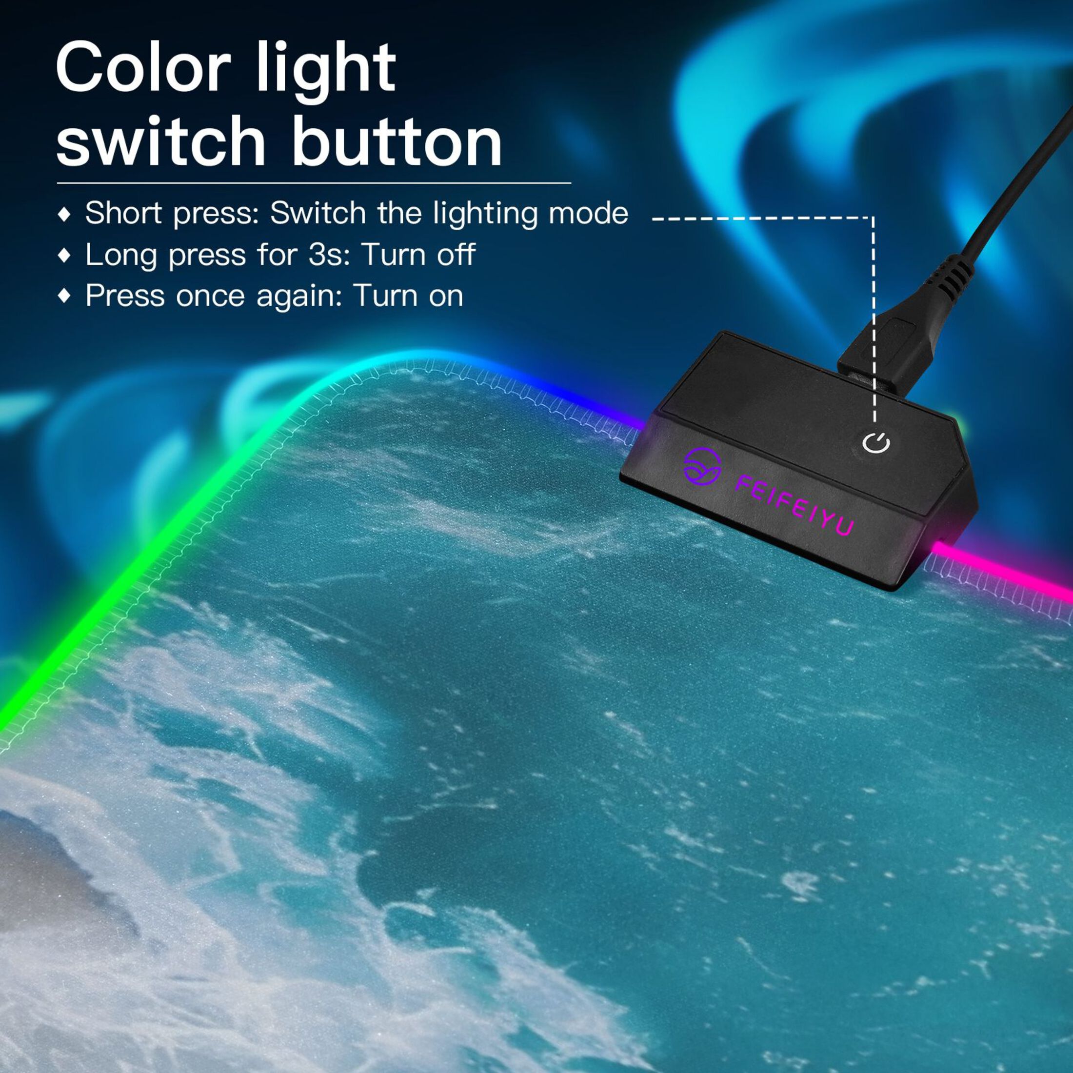 Haosy RGB Led Gaming Mouse Pad Non-Slip Large Keyboard Desk Mat 13 Light Modes 31.5x11.8 inch Beach and Waves