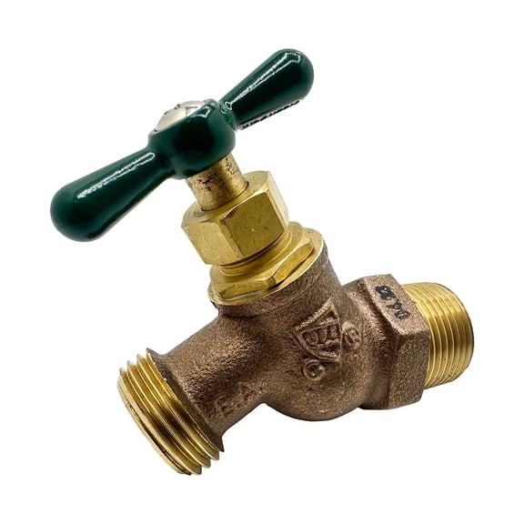 Thrifco 6415105 3/4 Inch MIP x 3/4 Inch GHT Brass No-Kink Hose Bibb - ARROWHEAD
