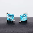 thumbnail image 4 of Uloveido Fashion Big Square Blue Pendant Necklace Stud Earrings and Birthstone Ring Jewelry Set for Women (Blue, Size 10) T295, 4 of 6