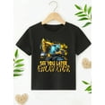 thumbnail image 2 of Cute Cartoon Excavator Print T-shirt- Engaging Visuals, Casual Short Sleeve T-Shirts For Boys - Cool, Lightweight And Comfy Summer Clothes!, 2 of 6