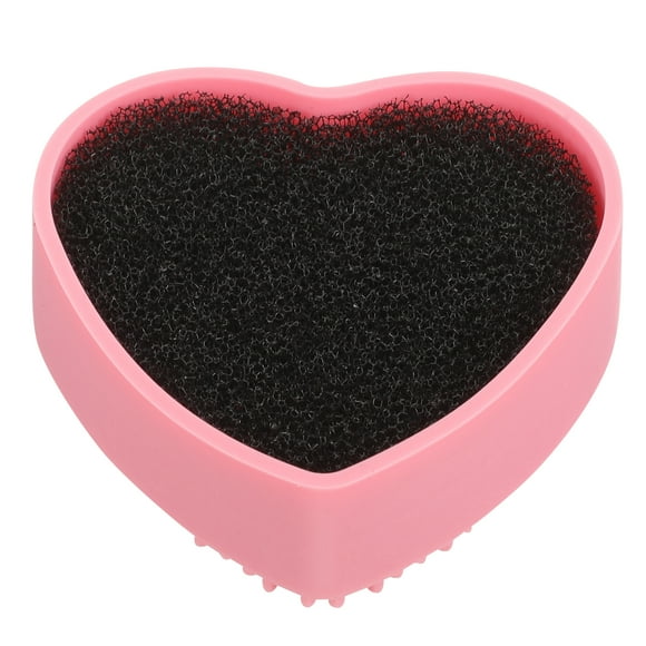Esponja Maquillaje Sombra de ojos Cepillo Caja de limpieza Caja de gel de sílice en forma de corazón Caja de cosméticos de limpieza rápida en seco y húmedo de doble uso (rosa)