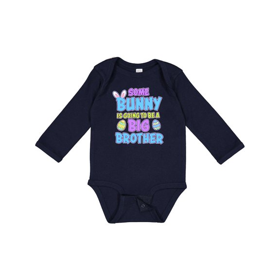 Inktastic Some Bunny is Going to Be a Big Brother with Bunny Ears and Eggs Boys Long Sleeve Baby Bodysuit