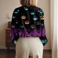 thumbnail image 5 of Women's Halloween Pumpkin Print Button Down Shirt, Long Sleeve Casual Blouse, Festive Holiday Tops for Party and Daily Wear, 5 of 5