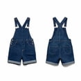 thumbnail image 4 of Alkepwun Denim Overalls Men Solid-Color Casual Loose Adjustable Straps Shorts Rolled Hem Bib Jumpsuit Multi-Pocket Side-Buttoned Washed Durable Romper, 4 of 5