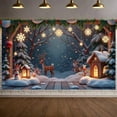 thumbnail image 5 of Snowflake Lighted Christmas Banner Christmas Tree Design Holiday Banner Reindeer Pattern Snow Scene Festive Banner for Christmas Decoration Holiday Party Home Decor, 5 of 9
