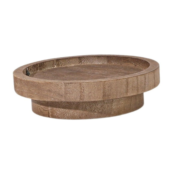 Bandeja redonda de madera para servir, bandeja para frutos secos, portavelas, bandeja decorativa Marrón oscuro