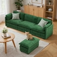 thumbnail image 2 of Asofer 110.2" L Shaped Sofa Couch, Modular Comfy Chenille Deep Seat Sofa with Movable Ottoman for Living Room, Apartment, Green, 2 of 12
