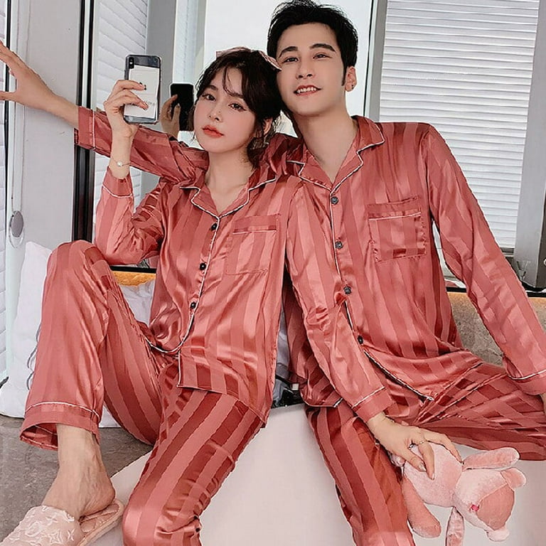 QWZNDZGR Pajamas For Couple Cotton Pajama Sets Winter Long Pijama Plus Size  House Clothes Pyjamas Women Sleepwear Men Loungewear Sleeping 