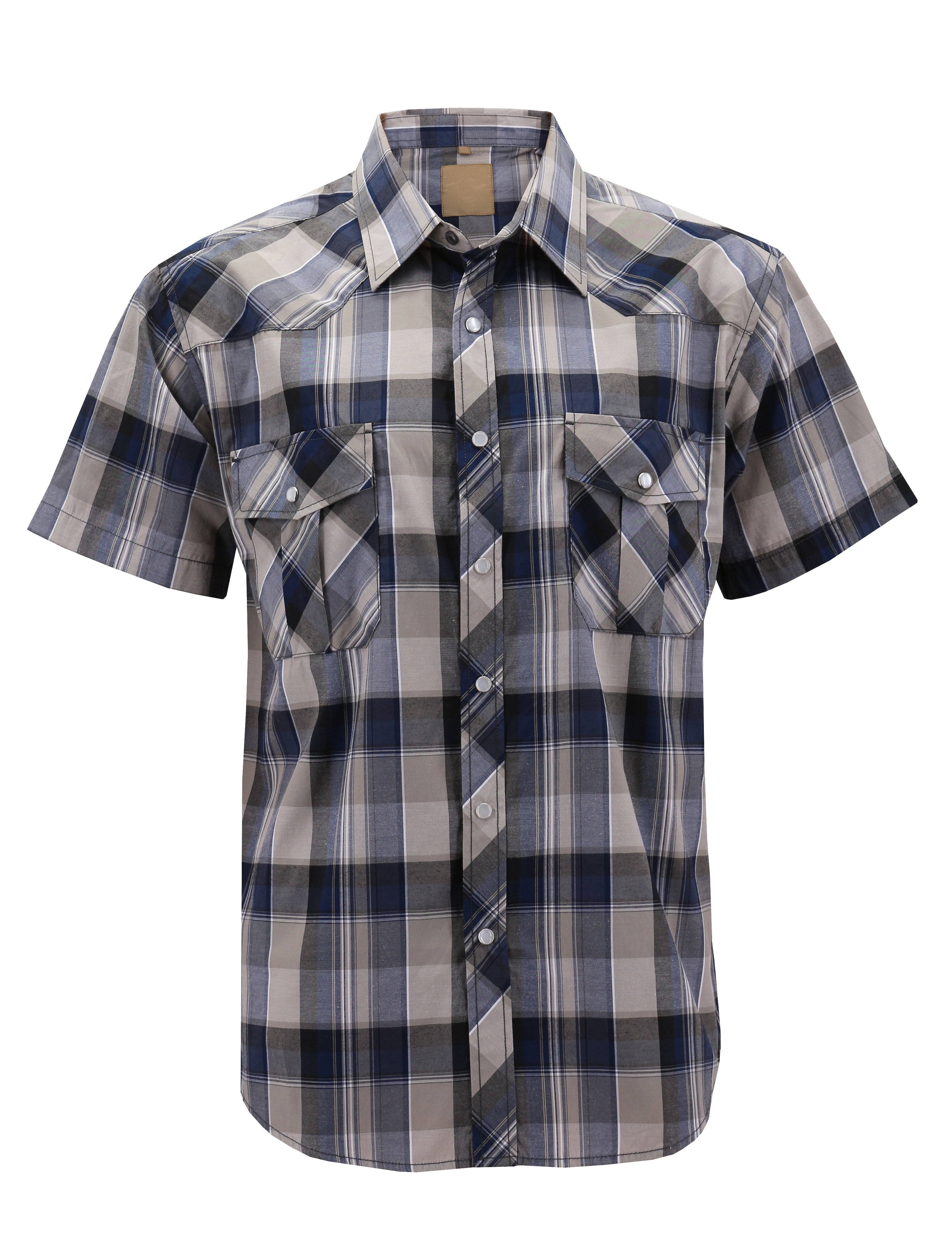 VKWEAR - Men’s Western Short Sleeve Button Down Casual Plaid Pearl Snap ...