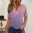 thumbnail image 2 of Baberdicy Basic Button-Down T-Shirt - Women's Solid Color Casual Short Sleeve Top, Comfortable Crew Neck Everyday Essential Tee (Pink | S), 2 of 7