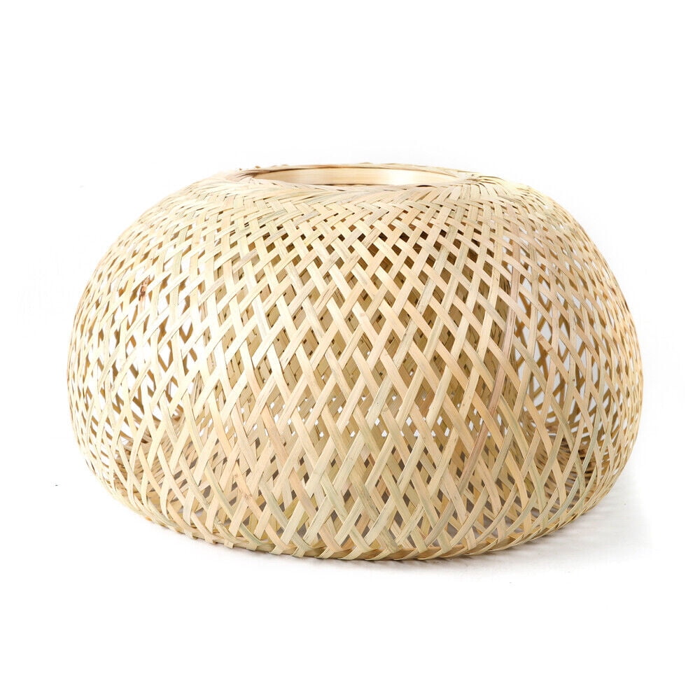 Vintage Bamboo Wicker Rattan Lantern Pendant Light Fixture Hanging Ceiling Lamp 110V 40W 14.96*7.87in for A Living Room, Dining Room