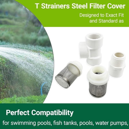 FEFEDFAA-1/2 T Strainers Steel Filter Cover Connected 1/2 in PVC DN15 Water Pipe Pump Suction Hose Strainer Garden Hose Strainer for Irrigation Garden High Pressure Sprayer Reduce Solid Entry