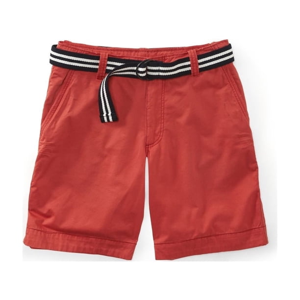 Aeropostale Shorts chinos casuales con cinturón de longitud clásica para hombre, rojo, 32 Aeropostale chino