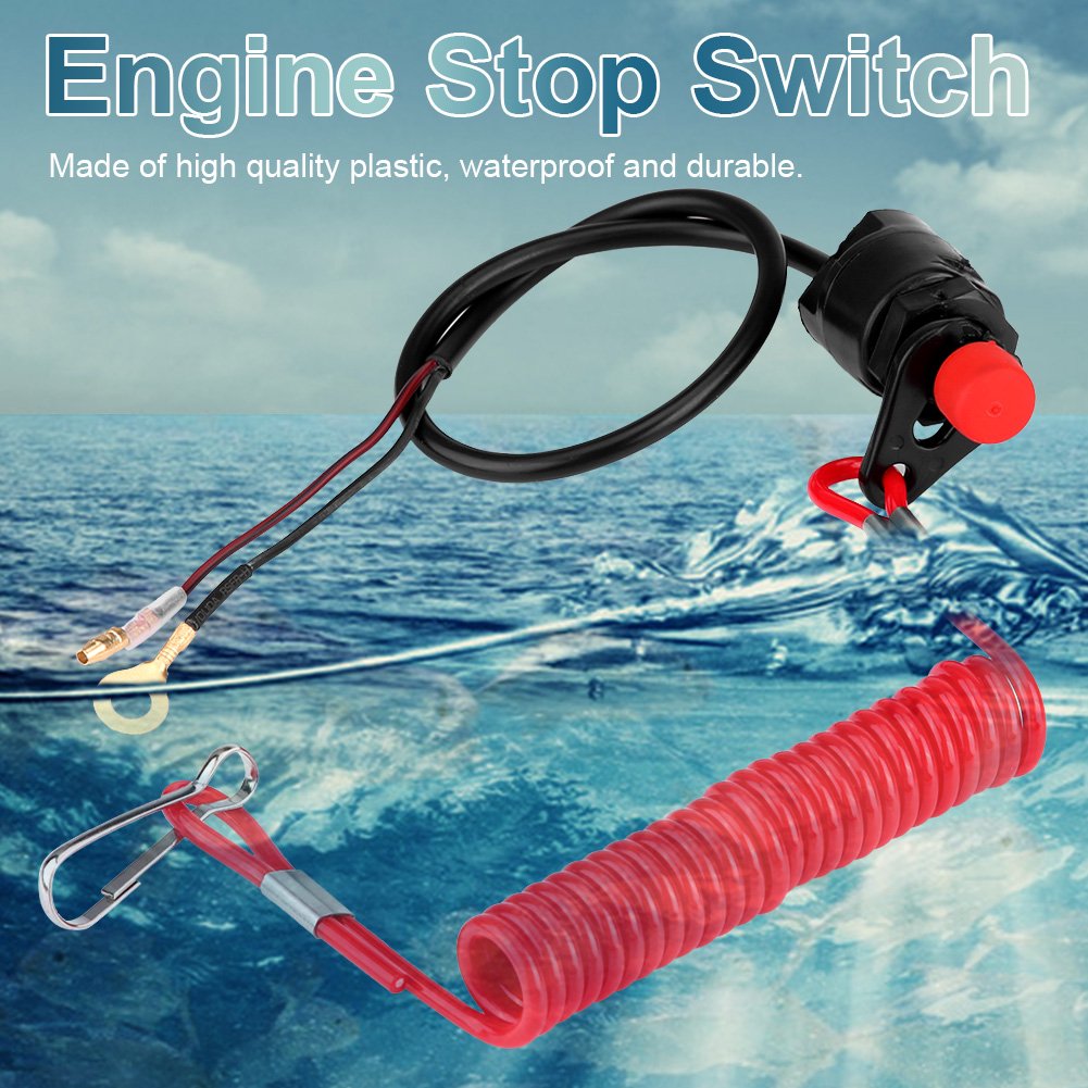 Boat Kill Switch Universal Outboard Engine Motor Kill Urgent Stop Switch with Tether Lanyard for Johnson, Evinrude, Mercury, Yamaha, Suzuki, Tohatsu and Honda