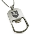 thumbnail image 1 of Stainless Steel Horse Battle Coat of Arms Shield Engraved Bottle Opener Dog Tag Pendant Necklace, 1 of 1