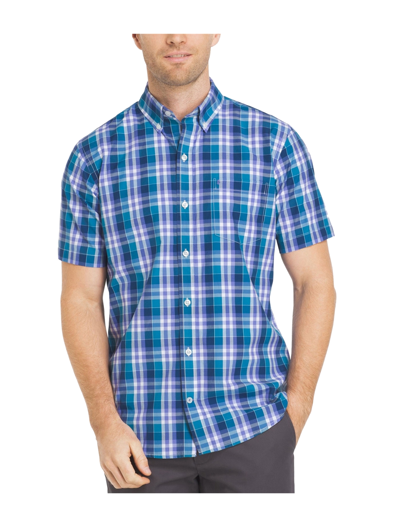IZOD Mens Breezy Button Up Shirt 