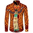 thumbnail image 4 of Camisa de manga larga informal con cuello vuelto y botones con estampado africano Dashiki para hombre, ropa de calle de moda, tops de tendencia, ropa para hombre, 4 of 4