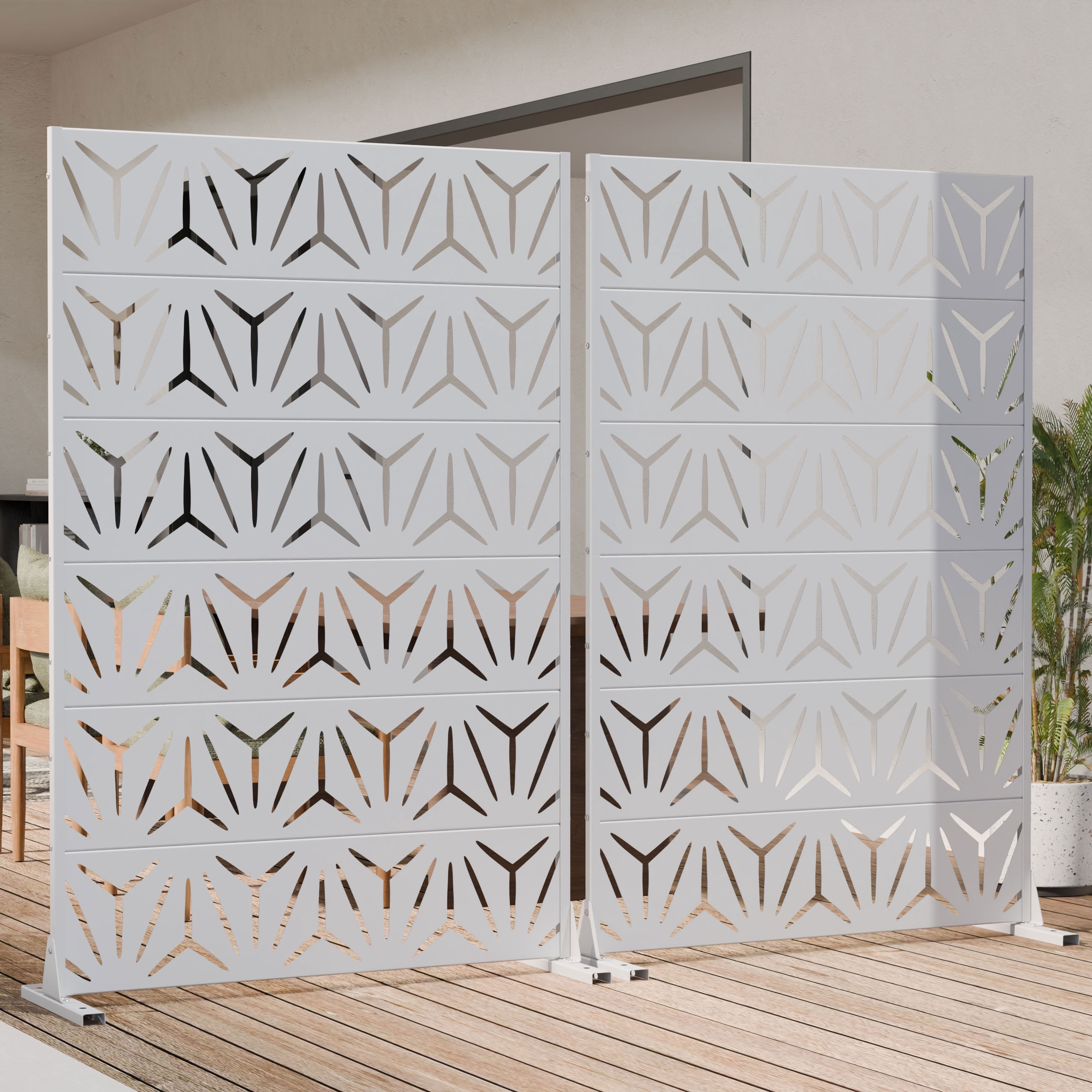 MAYEERTY 6 Panels Metal Outdoor Privacy Screen Garden Divider Patio Backyard Decorative Privacy Fence 2Pcs, 72×47.2×15.7in
