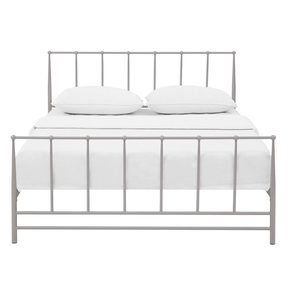 Modway Estate Modern Sturdy Powder Coated Steel King Bed in Gray