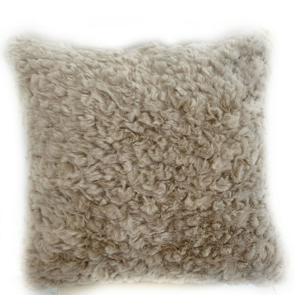 Plutus Champagne Persian Chila Animal Faux Fur Luxury Throw Pillow-Size:24" x 24"