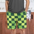thumbnail image 7 of joogoo Mens Swim Trunks Green Checkered Pattern Beach Shorts Drawstring Elastic Waist Swimwear Bathing Suits L, 7 of 7