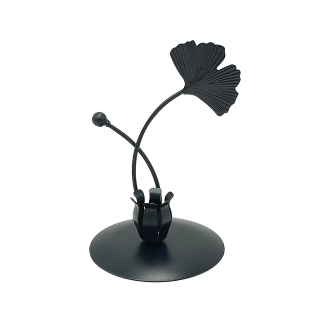 Portavelas de hierro, forma de pétalos de flores, vela cónica, candelabro para banquete de boda, de café de Navidad, decoración de sala de estar, de , regalo de adorno Negro Zulema Porta vela